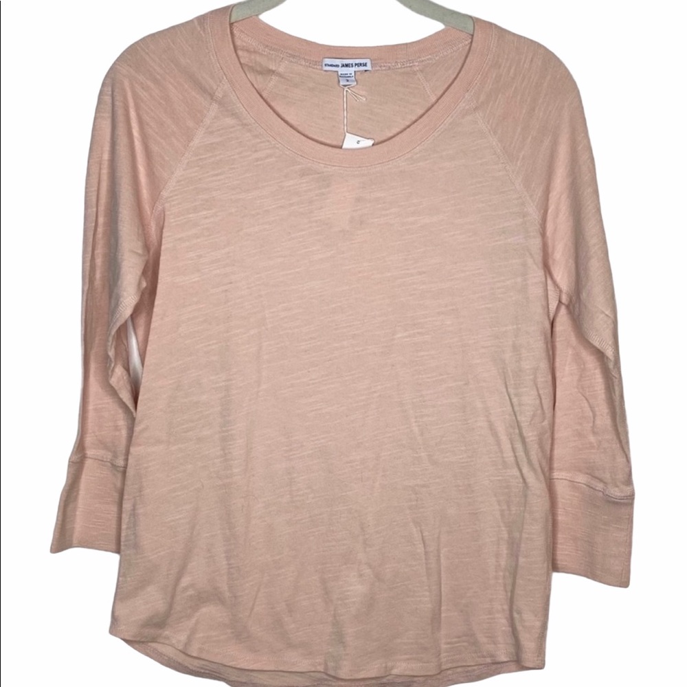 JAMES PERSE Slub 3/4 Sleeve Tee Top Shirt Pink